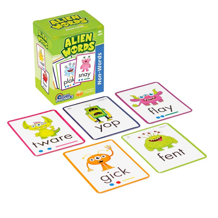 Junior Learning JRLRP109 Rainbow Phonics Alien Word Cards, Non-Words
