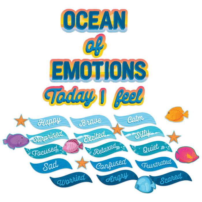 Eureka EU-847836 Seas the Day Ocean of Emotions Mini Bulletin Board Set, 31 Pieces