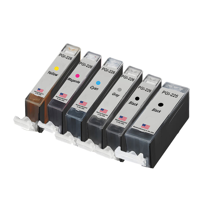 U.S. Remanufactured for Canon PGI-225 Black / CLI-226 5 Color Combo 6 Pack