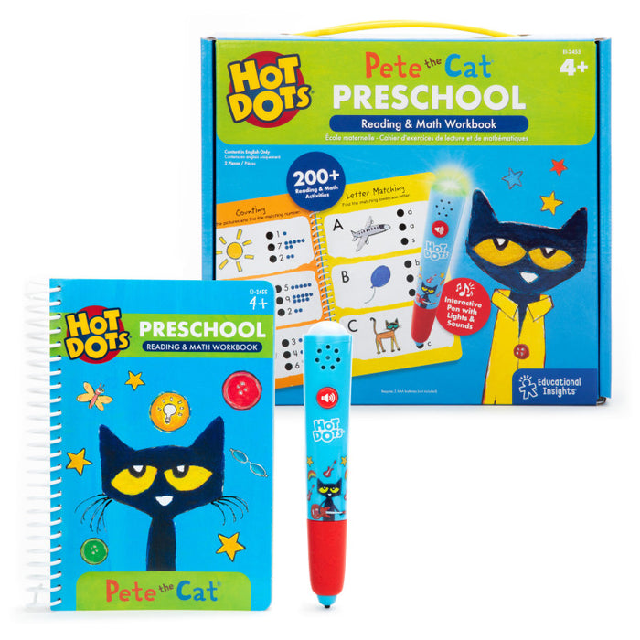 Educational Insights EI-2455 Hot Dots Pete the Cat Preschool Reading & Math