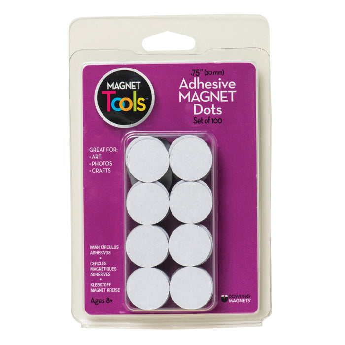 Dowling Magnets DO-735007 Adhesive Magnet Dots, 3/4" Diameter, Pack of 100