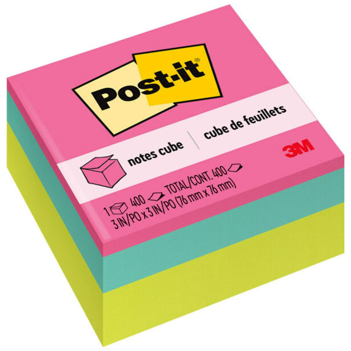 Post-it MMM2027BRT Notes Cube, Bright Colors, 3 in. x 3 in., 400 Sheets/Cube