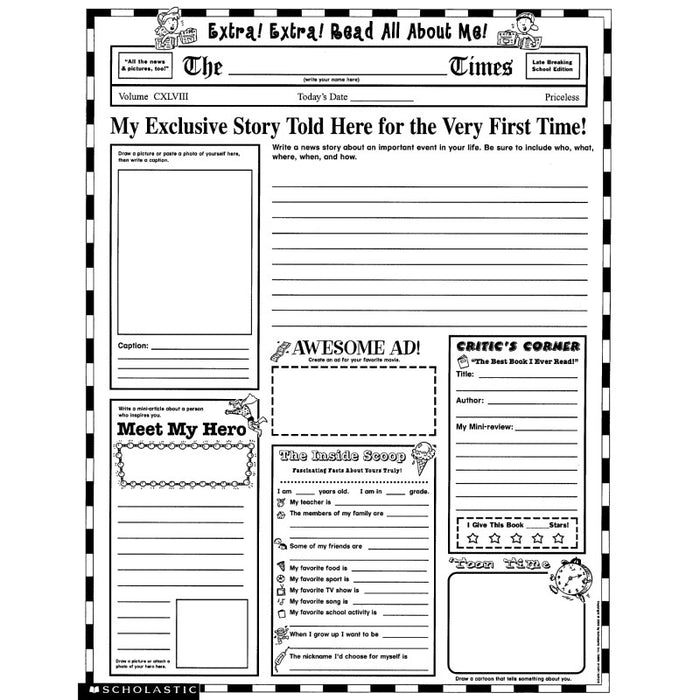 Scholastic Teaching Solutions SC-0439152917 Instant Personal Poster Sets: Extra, Extra, Read All About Me!, Set of 30