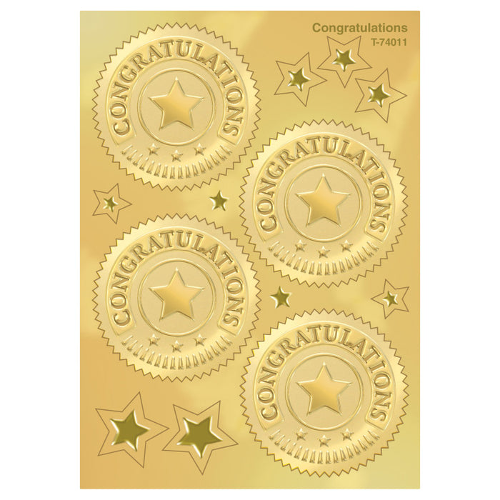 TREND T-74011 Congratulations (Gold) Award Seals Stickers, 32 ct.
