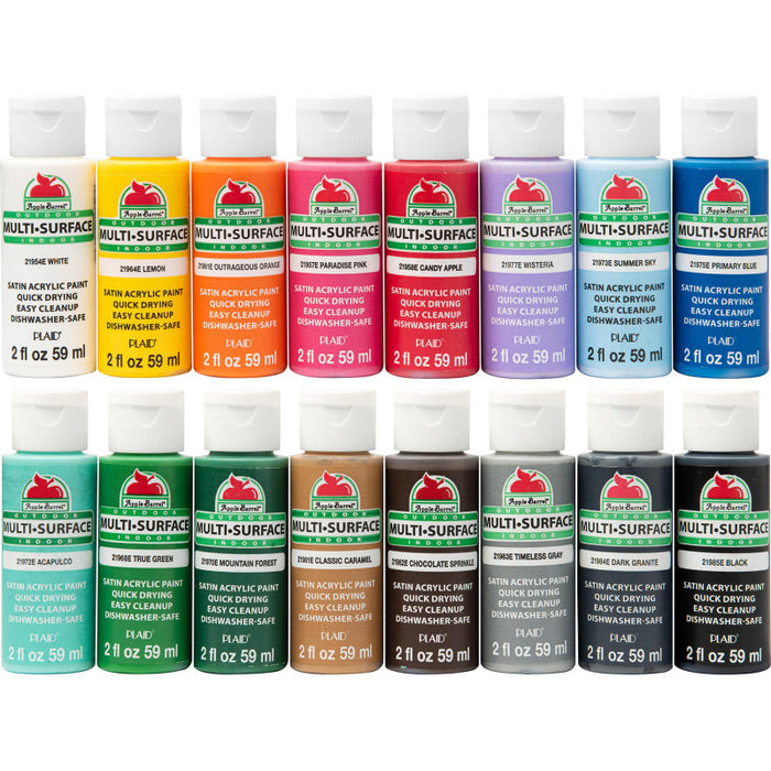 Apple Barrel APPPROMOABMS1 Multi-Surface Acrylic Paint, 2oz., 16-Piece Set