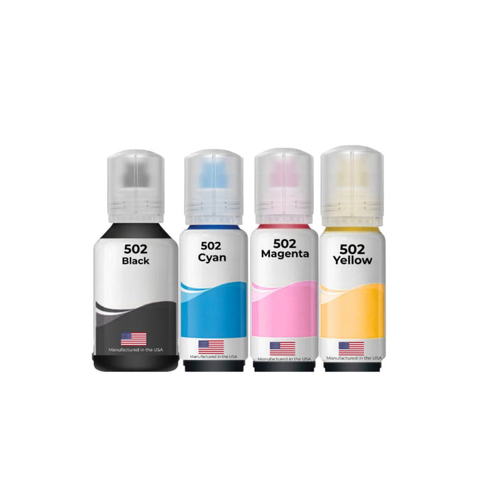 Replacement Ink Bottles For Epson 502 140 ml Pigment Black and 3 Color 70ml Combo 4-Pack