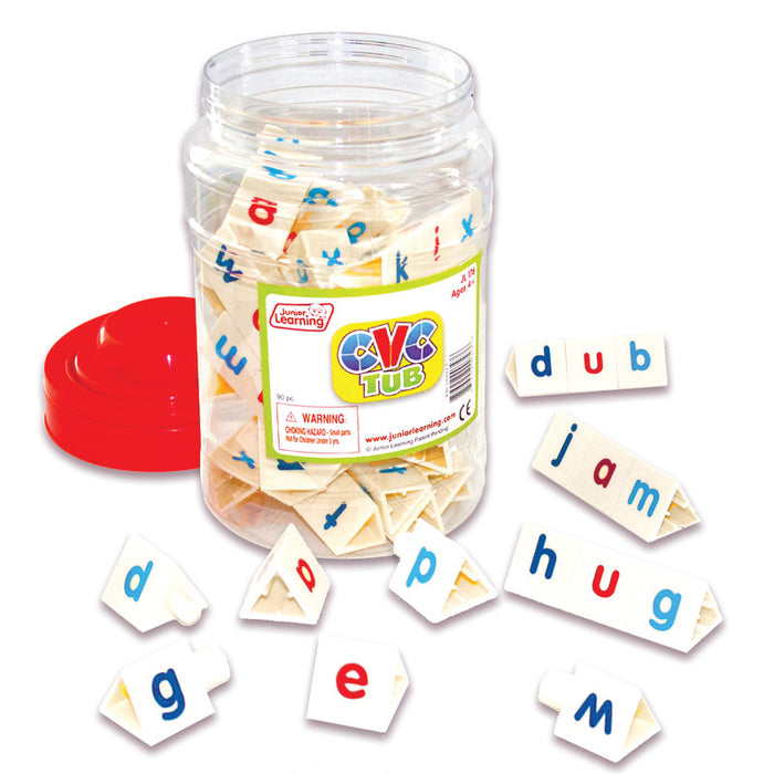 Junior Learning JRL176 Tri-Blocks CVC Tub, Set of 90