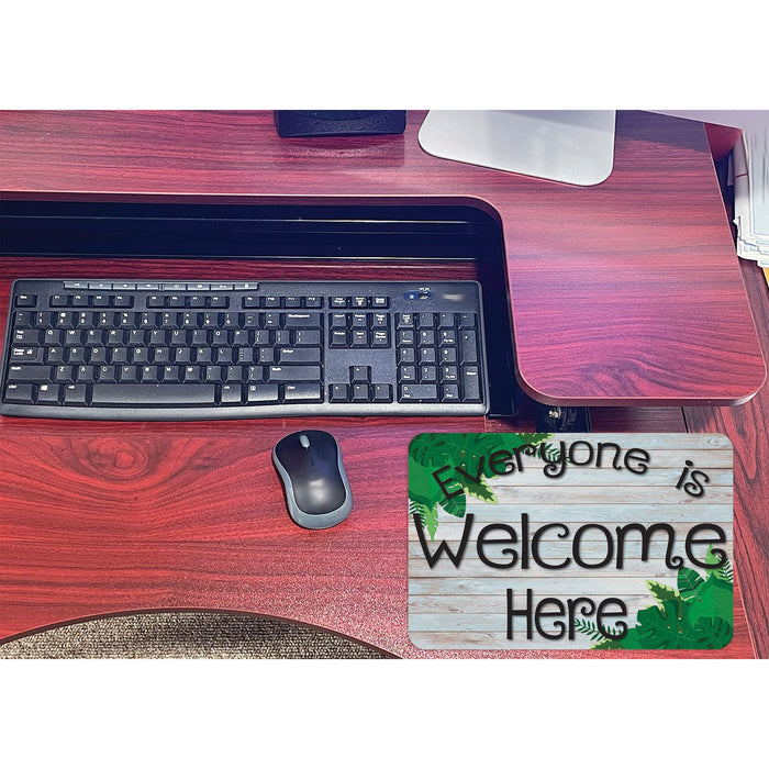 Smart Poly ASH12510 Computer Mouse Pad, 8" x 10", Everyone is Welcome Here, Beech Wood, Greenery