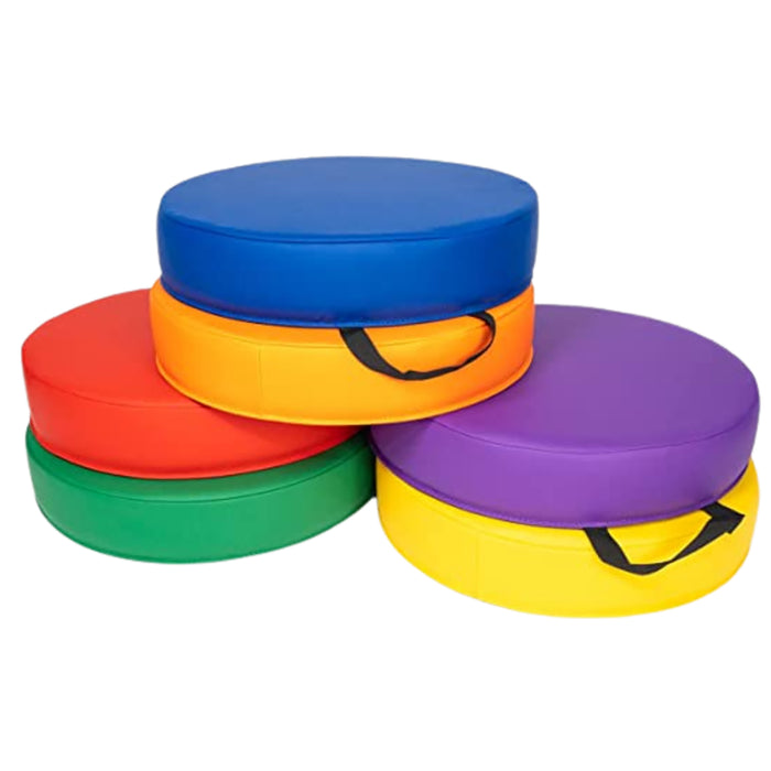 Bintiva BNVSCVRNDX6 Color Coded Vinyl Floor Cushions, Round, Set of 6