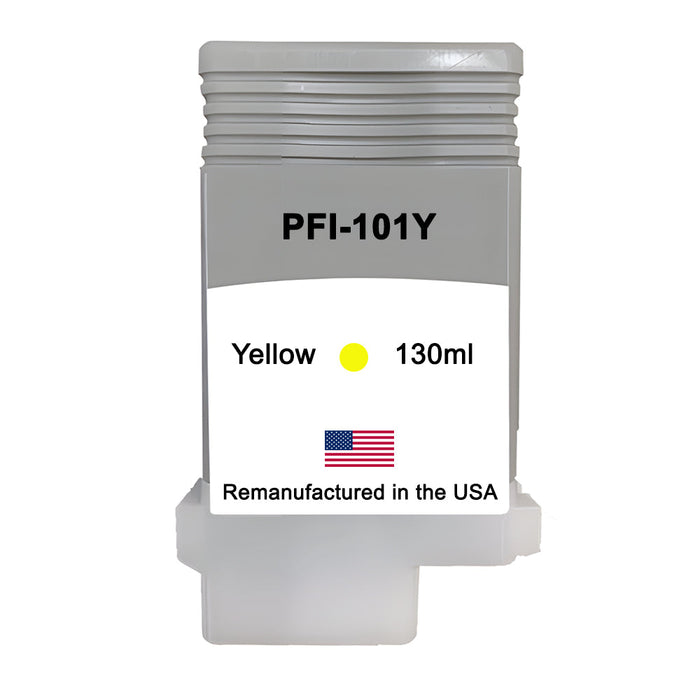 U.S. Remanufactured for Canon PFI-101Y 130ml Yellow Ink Cartridge