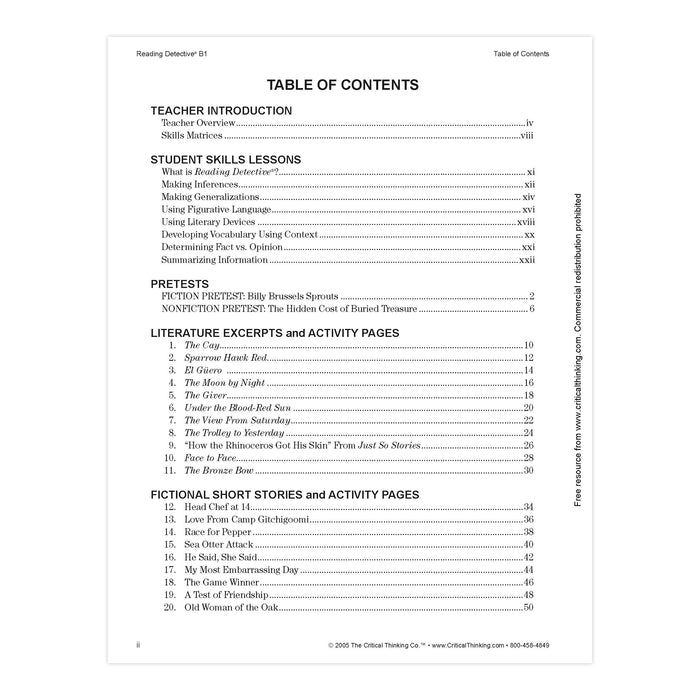 The Critical Thinking Co. CTB1509 Reading Detective B1, Grades: 7-8
