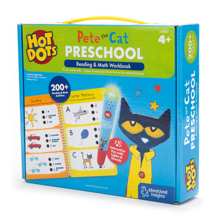 Educational Insights EI-2455 Hot Dots Pete the Cat Preschool Reading & Math