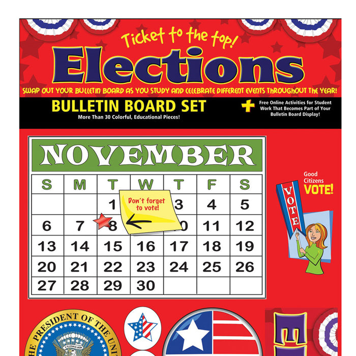 Gallopade GALBBBELEBUL Ticket to the Top - Presidential Elections Bulletin Board Set
