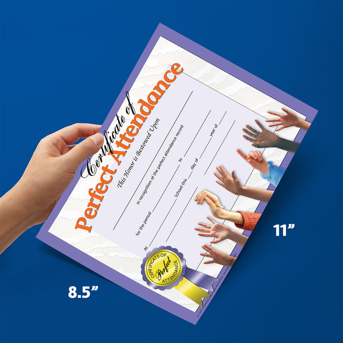 Hayes Publishing H-VA613 Certificate of Perfect Attendance, 8.5" x 11", Pack of 30