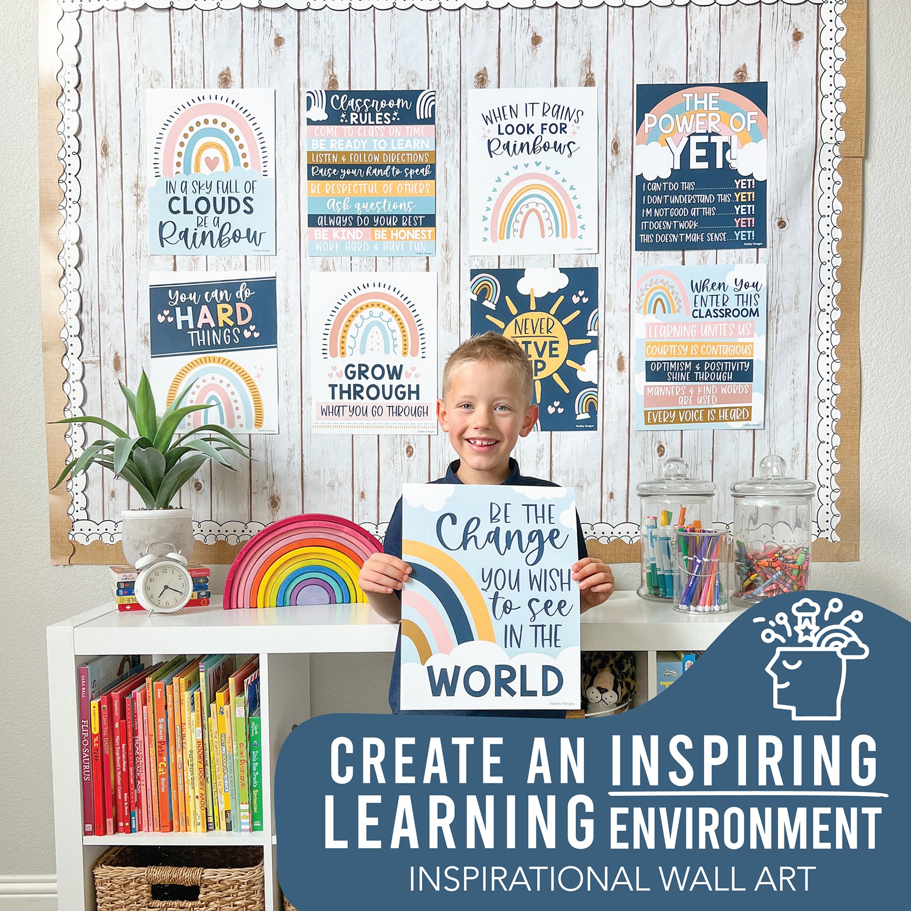 Hadley Designs HDDX004A2JP97 Boho Rainbow Growth Mindset Classroom Dec ...