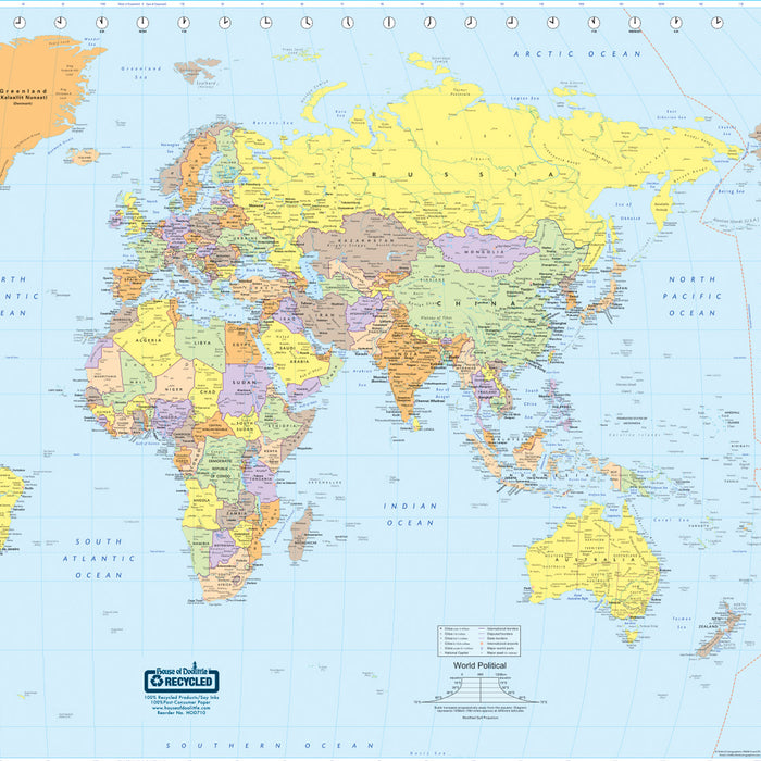House of Doolittle HOD710 Laminated World Map, 50" x 33"
