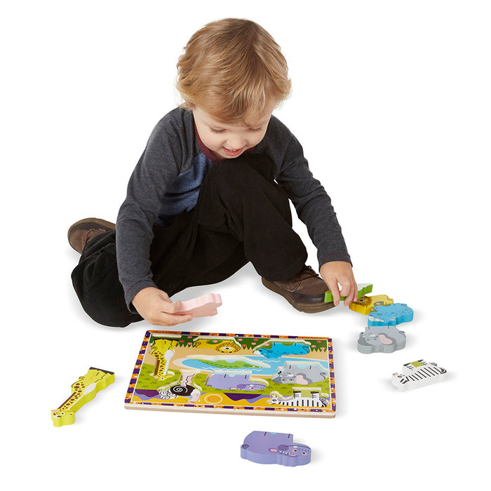 Melissa & Doug LCI3722 Safari Chunky Puzzle, 9" x 12", 8 Pieces