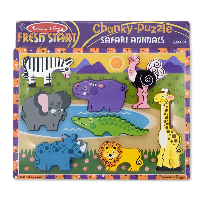 Melissa & Doug LCI3722 Safari Chunky Puzzle, 9" x 12", 8 Pieces