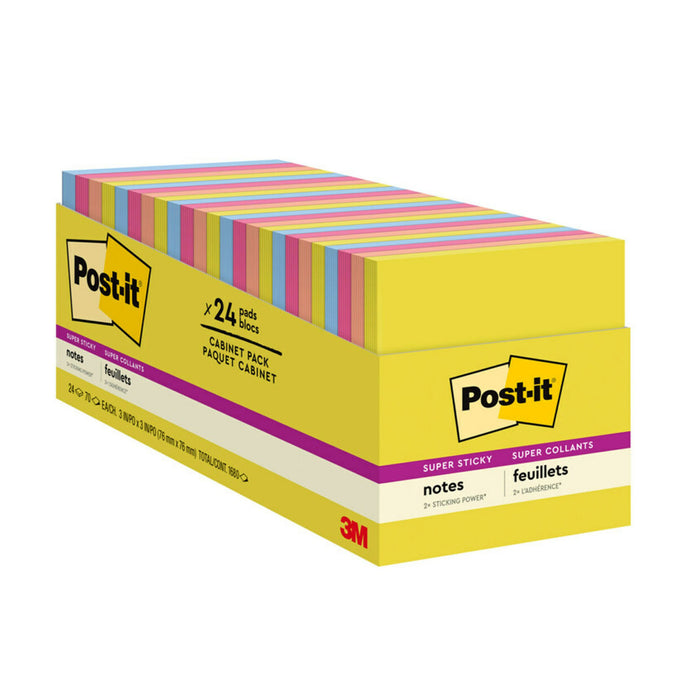 Post-it MMM65424SSJOY Super Sticky Notes - Summer Joy Collection - 3" x 3" Plain, 24-Pack