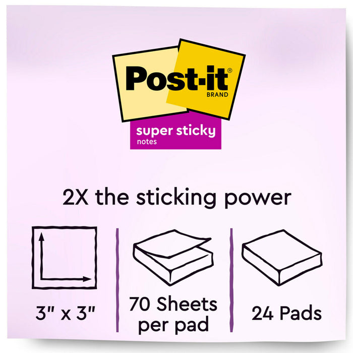 Post-it MMM65424SSJOY Super Sticky Notes - Summer Joy Collection - 3" x 3" Plain, 24-Pack