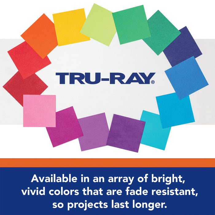 Tru-Ray PAC103058 Construction Paper, Heavyweight, White, 12" x 18", 50 Sheets