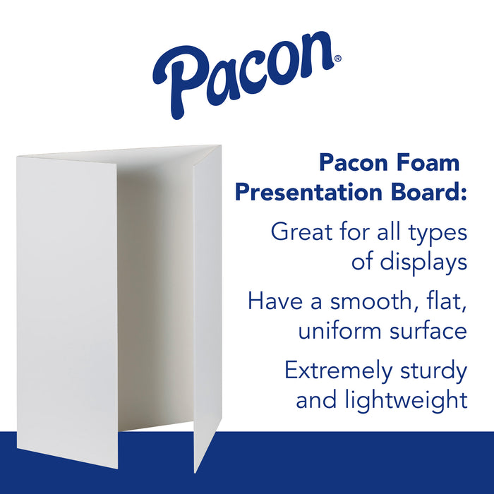 Pacon PAC3861 Foam Presentation Board, White, 48" x 36", 12 Boards