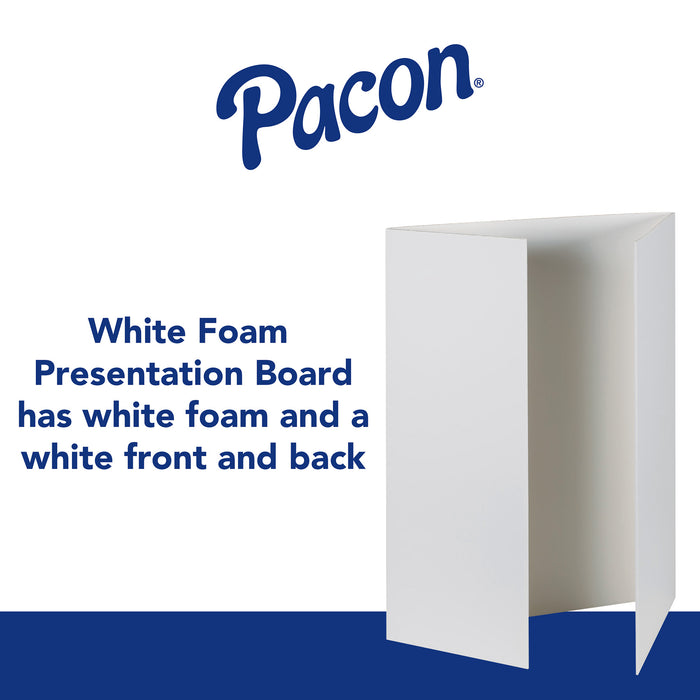 Pacon PAC3861 Foam Presentation Board, White, 48" x 36", 12 Boards