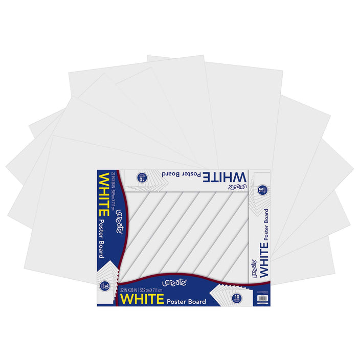 UCreate PAC5420 Poster Board, White, 22" x 28", 10 Sheets
