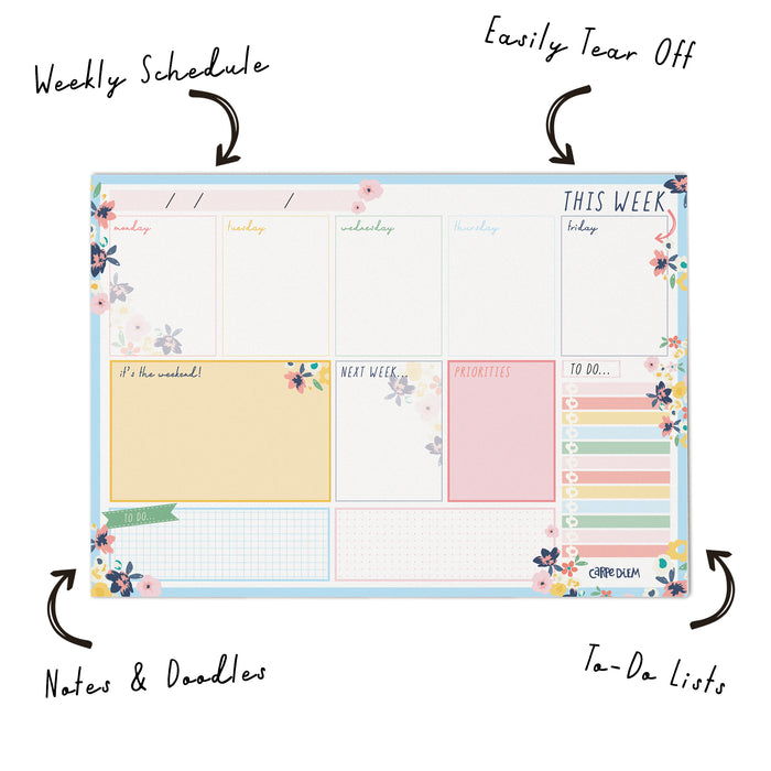 Pukka Pads PUK9208CD Weekly Planner Pad - Ditzy Floral - Pack 6