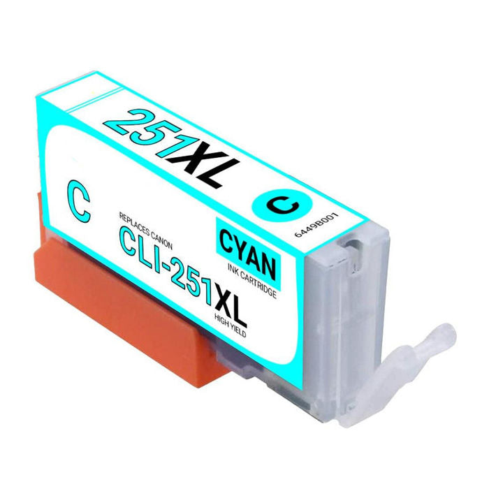 Compatible Canon CLI-251XLC 6449B001 High Yield Cyan Inkjet Cartridge