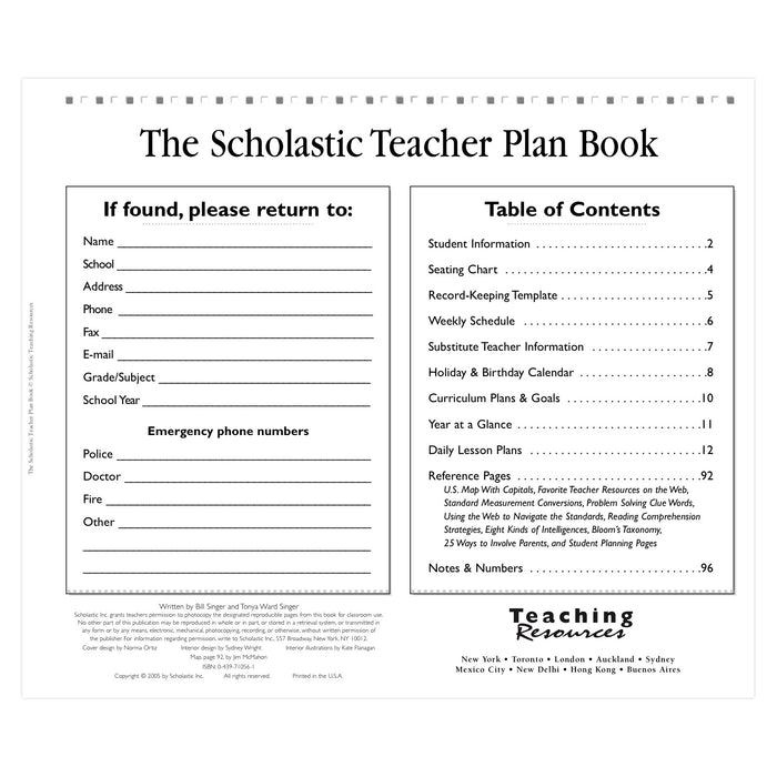 Scholastic SC-0439710561 The Scholastic Teacher Plan Book