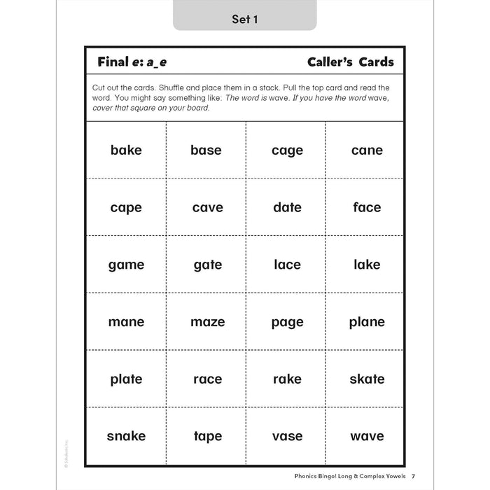 Scholastic Teaching Solutions SC-9781546106500 Phonics Bingo: Long & Complex Vowels Activity Book