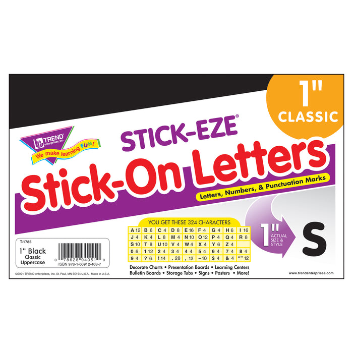 TREND T-1785 Black 1" STICK-EZE Stick-On Letters