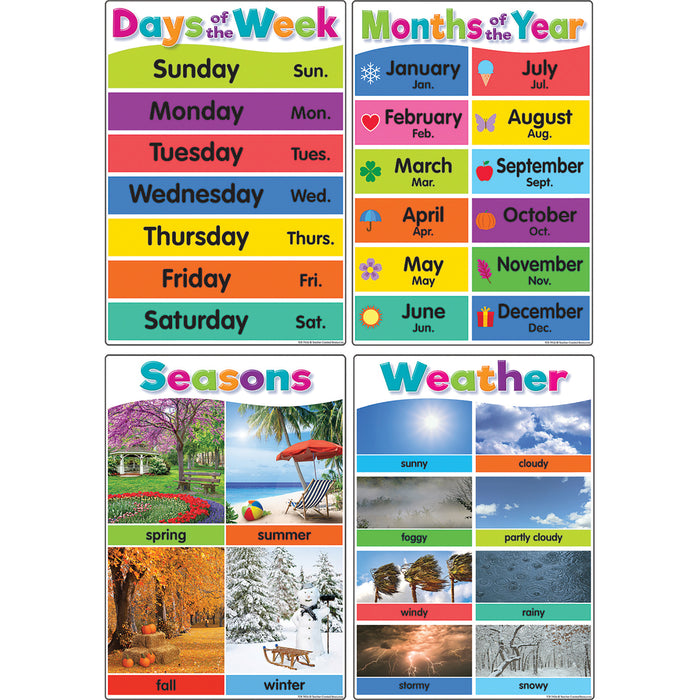 Teacher Created Resources TCR7456 Colorful Early Learning Small Poster Pack, 12 Posters