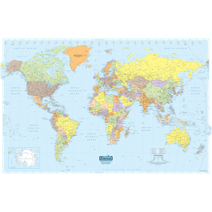 House of Doolittle HOD710 Laminated World Map, 50" x 33"