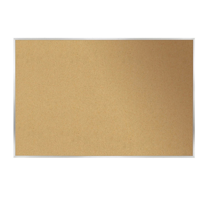 Ghent GH-13181 Natural Cork Bulletin Board with Aluminum Frame, 18"H x 24"W