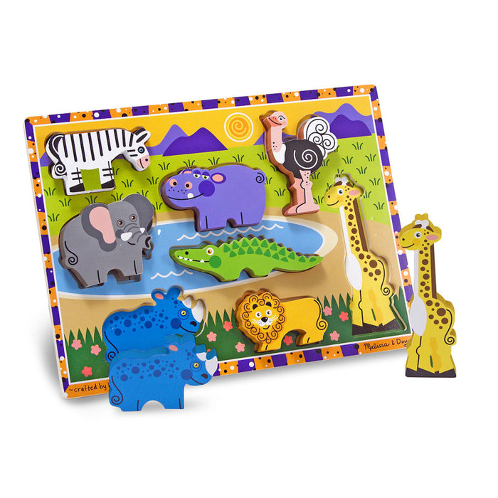 Melissa & Doug LCI3722 Safari Chunky Puzzle, 9" x 12", 8 Pieces